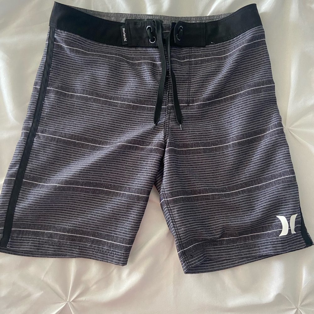 Hurley Charcoal and Black Striped board Shorts youth